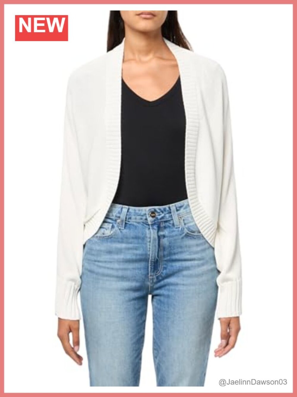 Relaxed Fit Open Front Cropped Cardigan Long Sleeve Crew Neck Lightweight